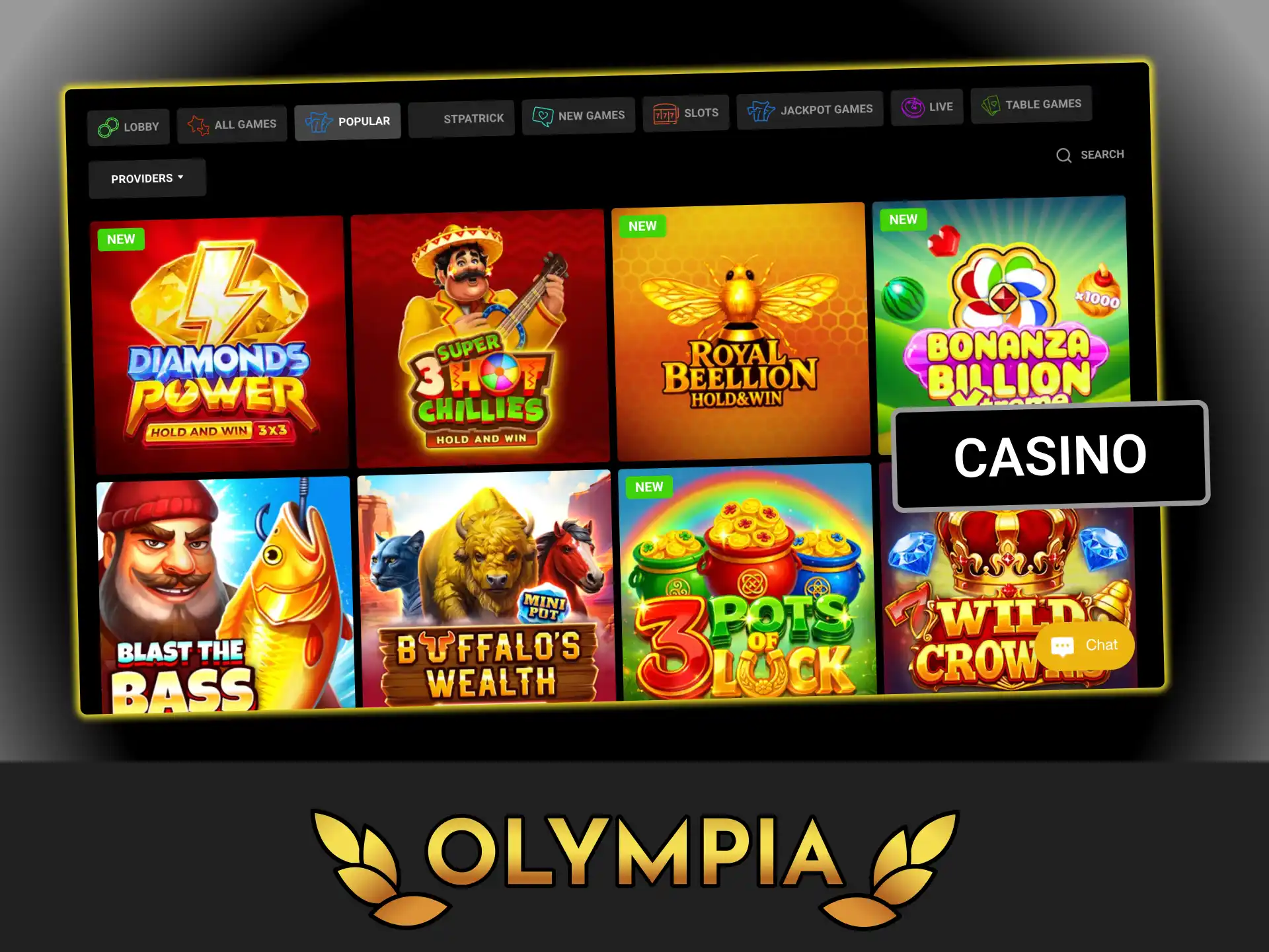 Open the official lobby and explore massive sections of premium casino games at Olympia casino.