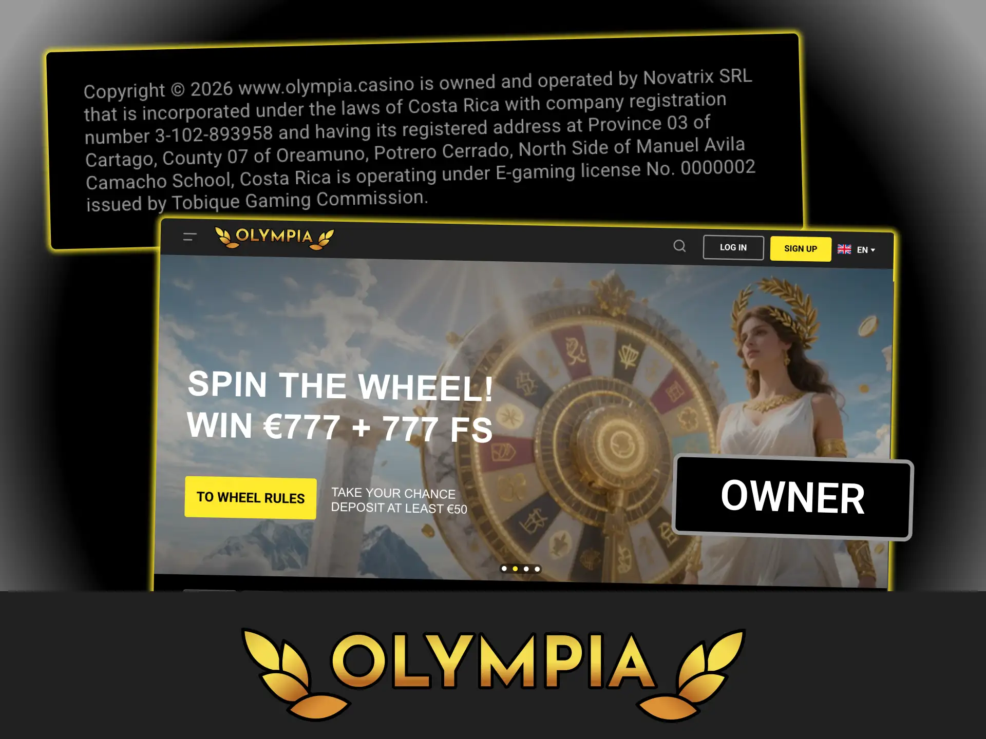 Read about the official owner Novatrix SRL and check company registration details at Olympia casino.