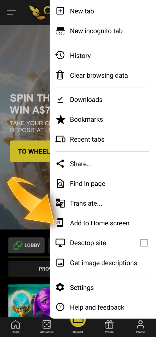 Add the Olympia app to your Android home screen for instant, one-tap access.