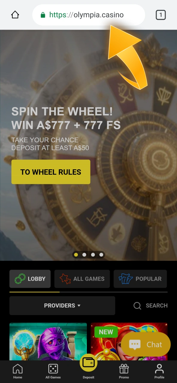 Launch the Olympia mobile web version on your Android device and play on the go.