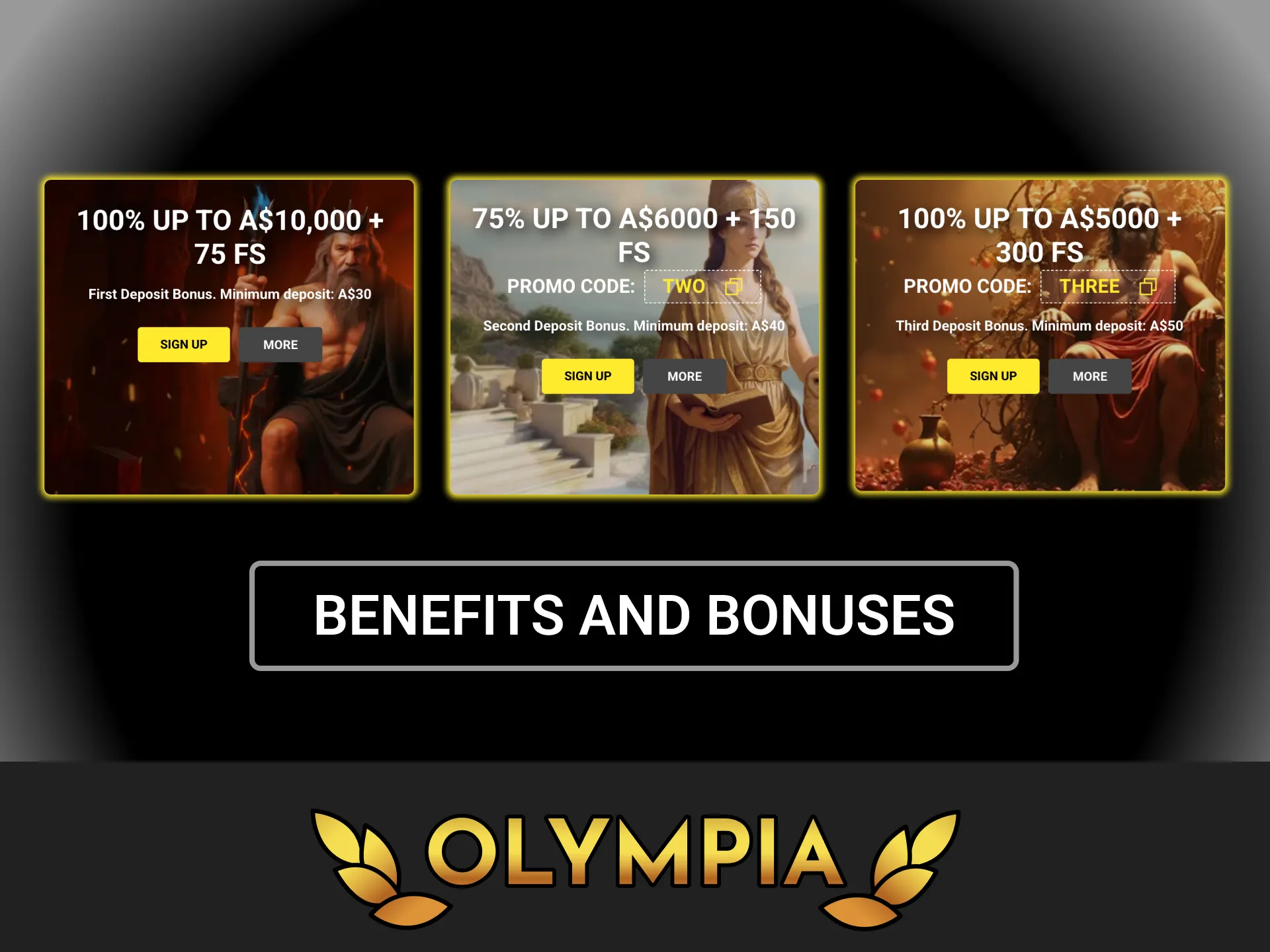 Activate your welcome reward, get extra bonus funds and start winning at Olympia casino.