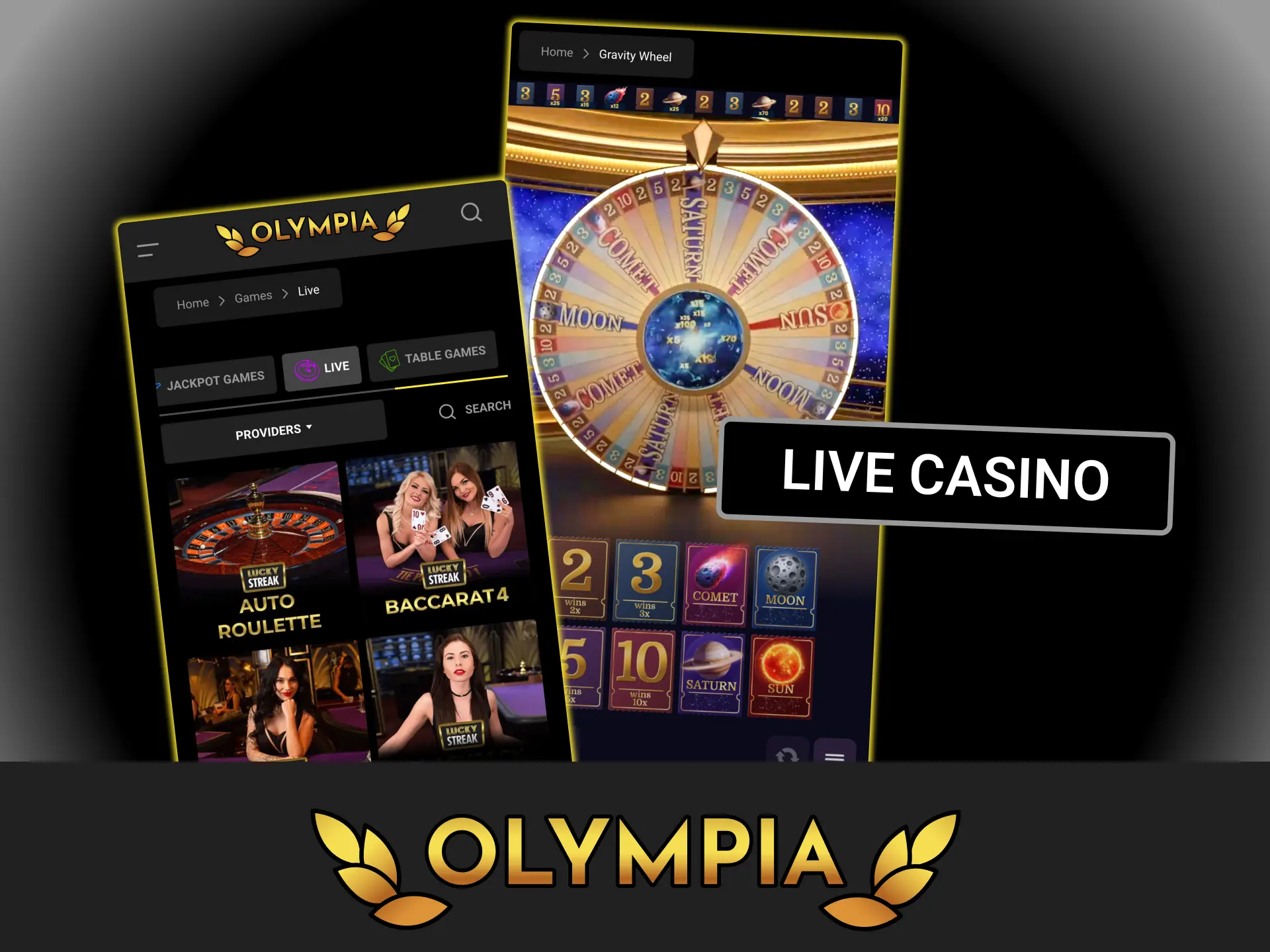 Launch live roulette or blackjack from your phone browser and place bets at Olympia casino.