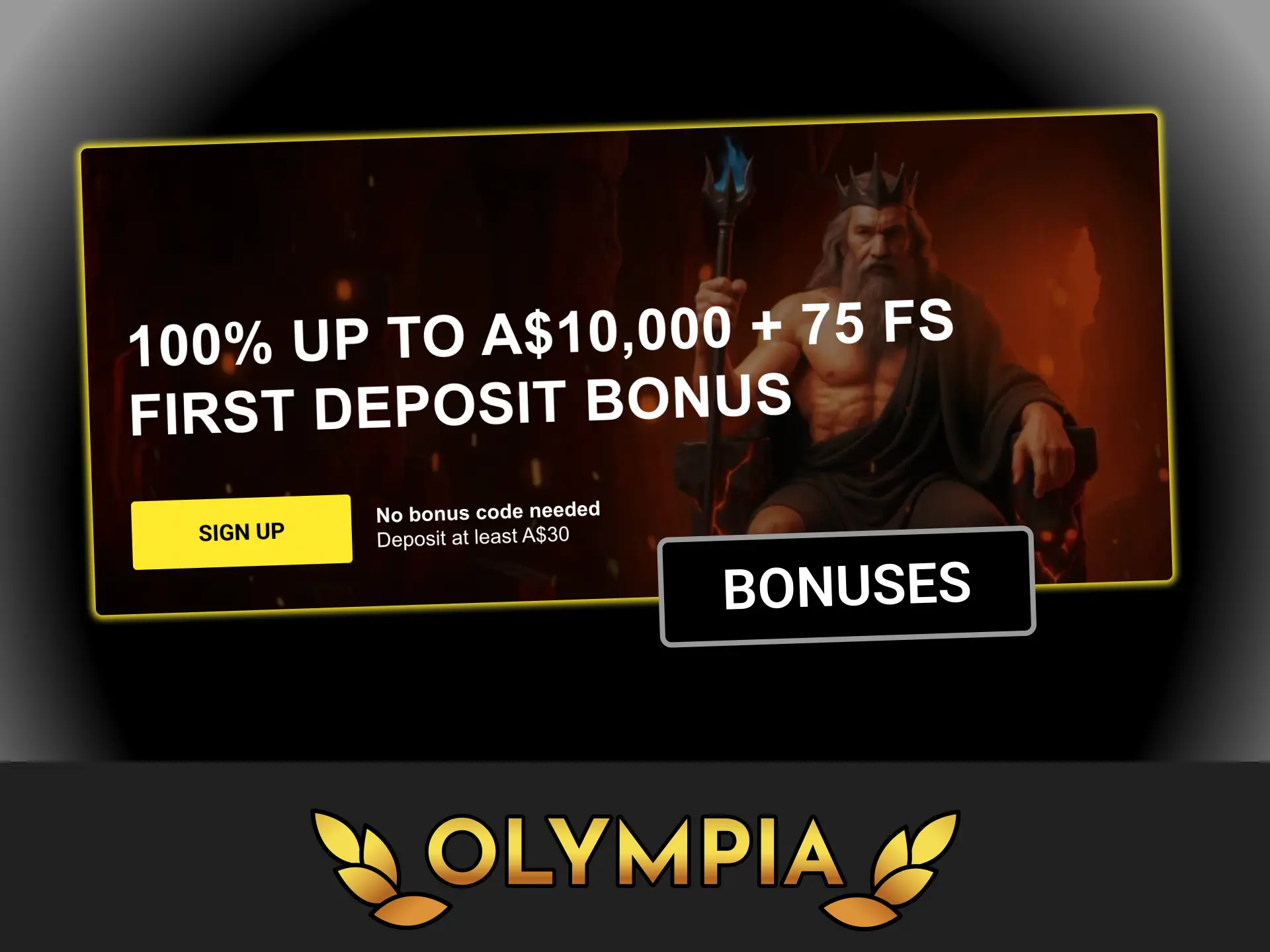Sign up for a new account, open the welcome package and win at Olympia casino.
