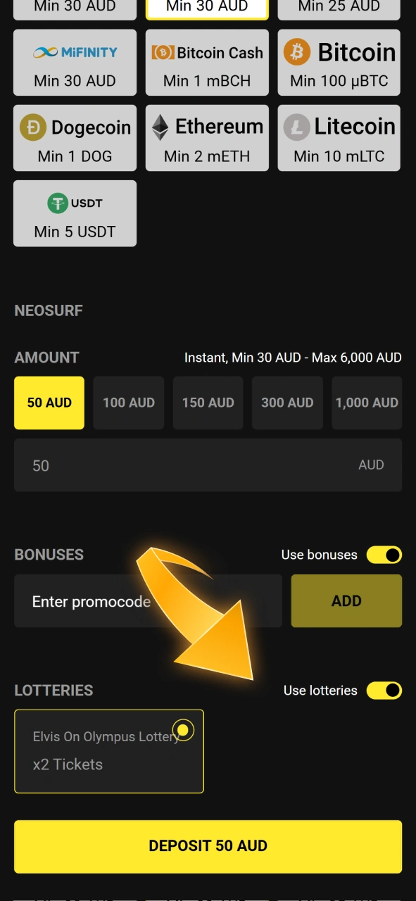 Enable ticket participation and join the next massive lucky draw at Olympia.