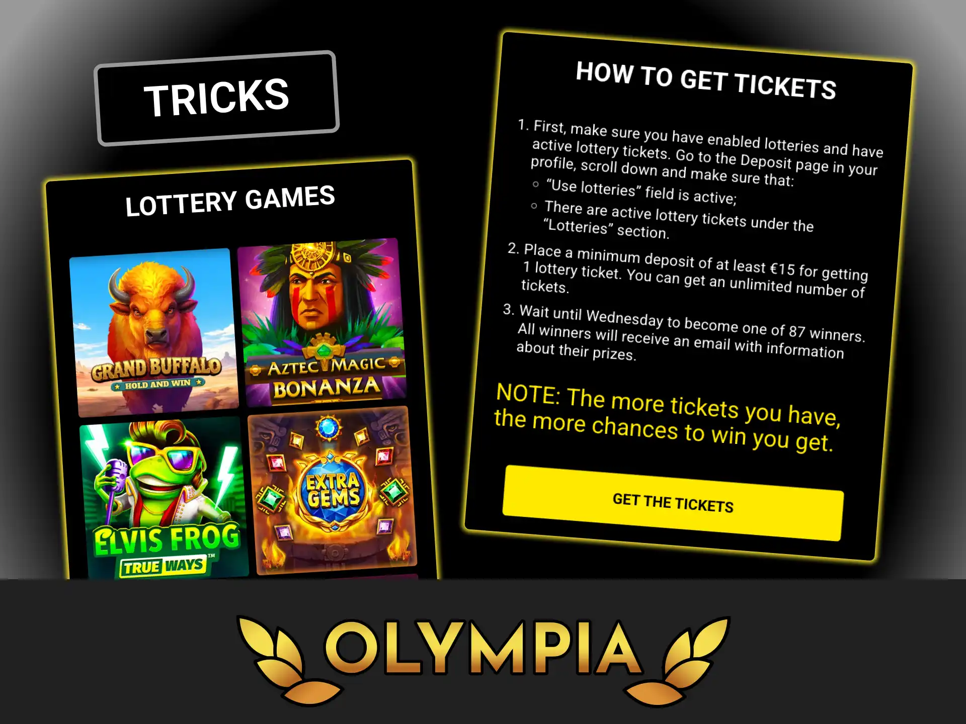 Learn useful tricks for lottery games and improve your daily habits at Olympia casino.
