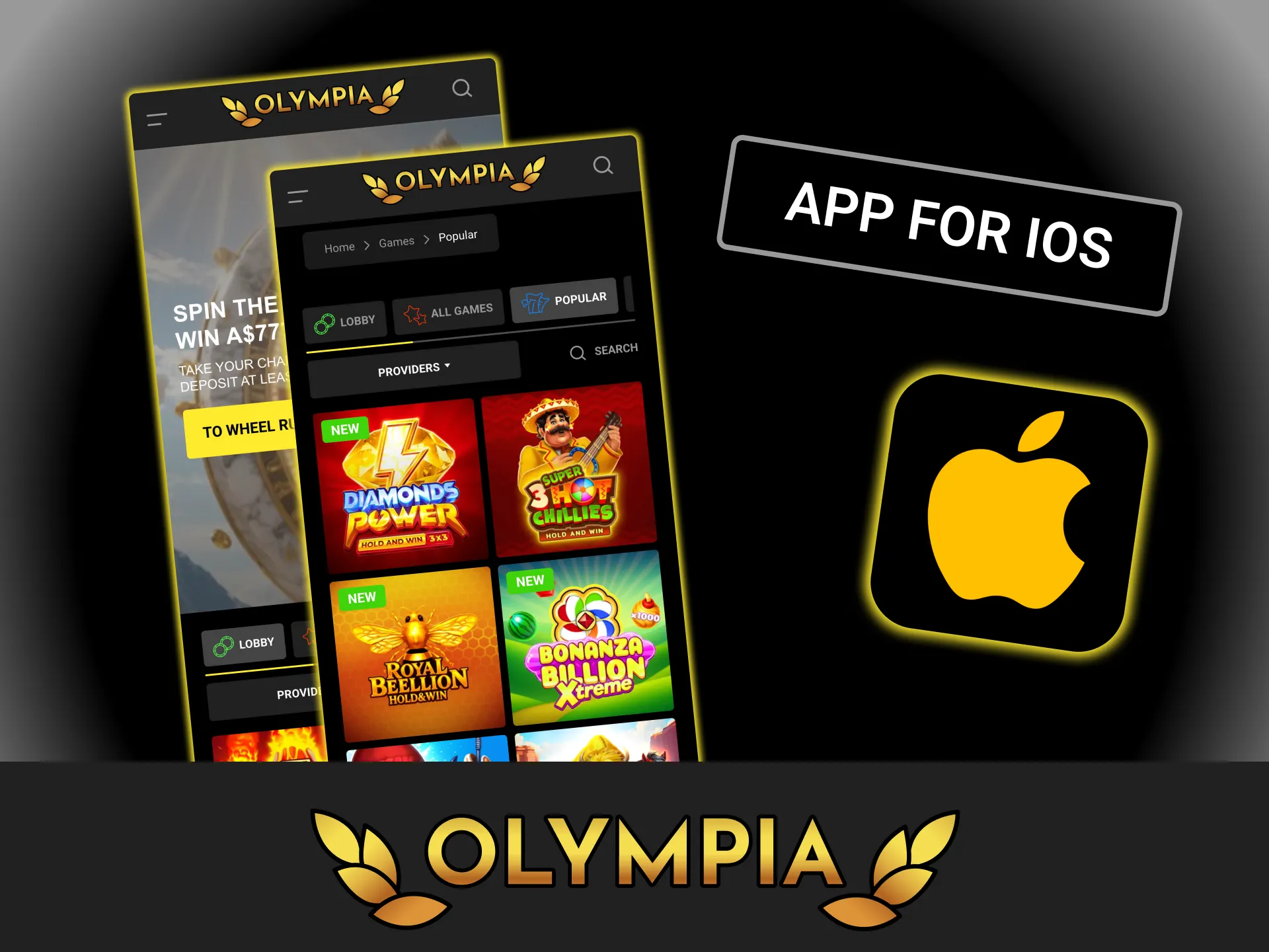 Open Safari on your iPhone or iPad and access Olympia casino functions without installation.