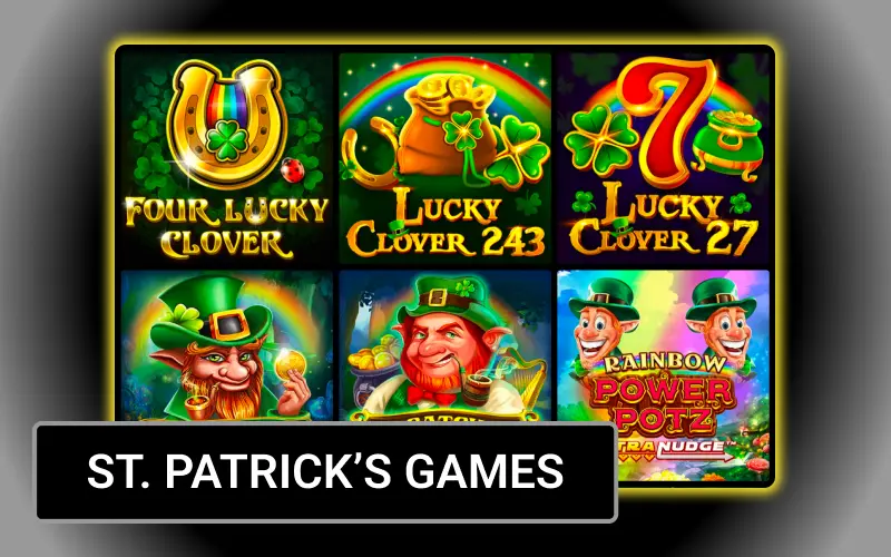 Play Irish themed slots, find lucky clovers and win big prizes at Olympia casino.