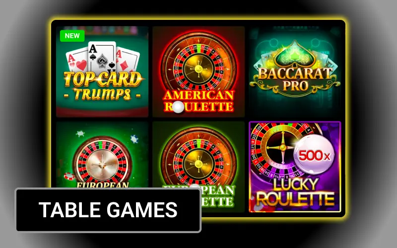 Play classic roulette and black jack with different betting limits at Olympia casino.