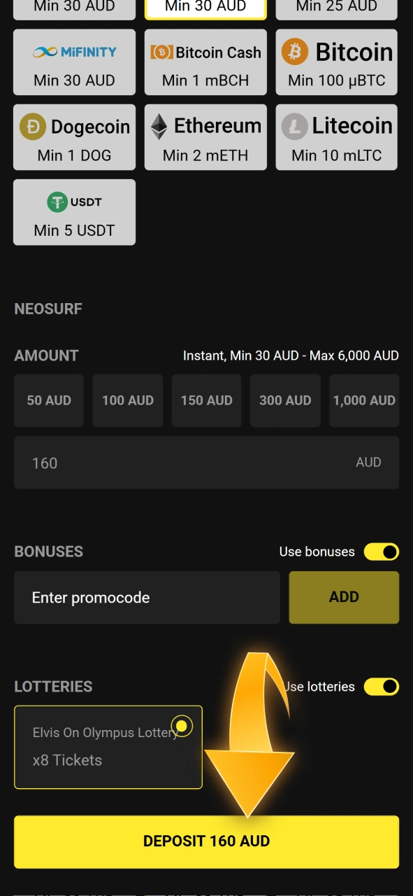Confirm your secure deposit transaction and start betting at Olympia immediately.