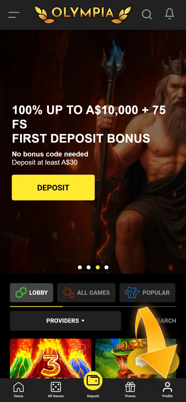 Go to your verified profile dashboard to initiate a fast cash-out at Olympia.